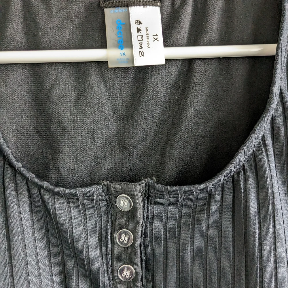 NWT Decree 2-Piece Ribbed Swimsuit - Short Sleeve Crop Top, High Waisted Bottom - Picture 6 of 7
